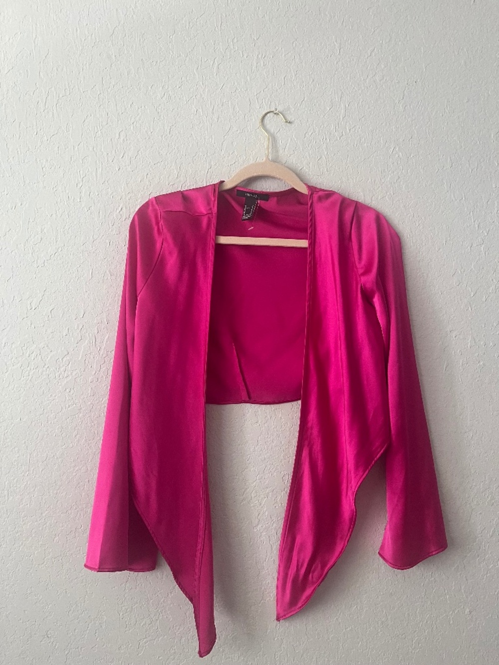 Satin-like bell sleeve tie crop top